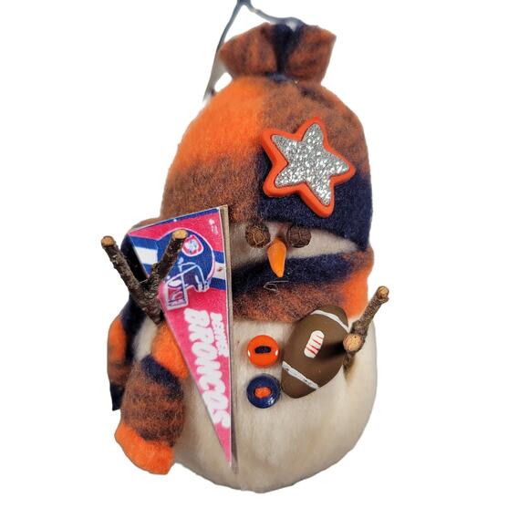 Snowoolies Denver Broncos Snowman Ornament 5" Felt Football Theme - Picture 1 of 9